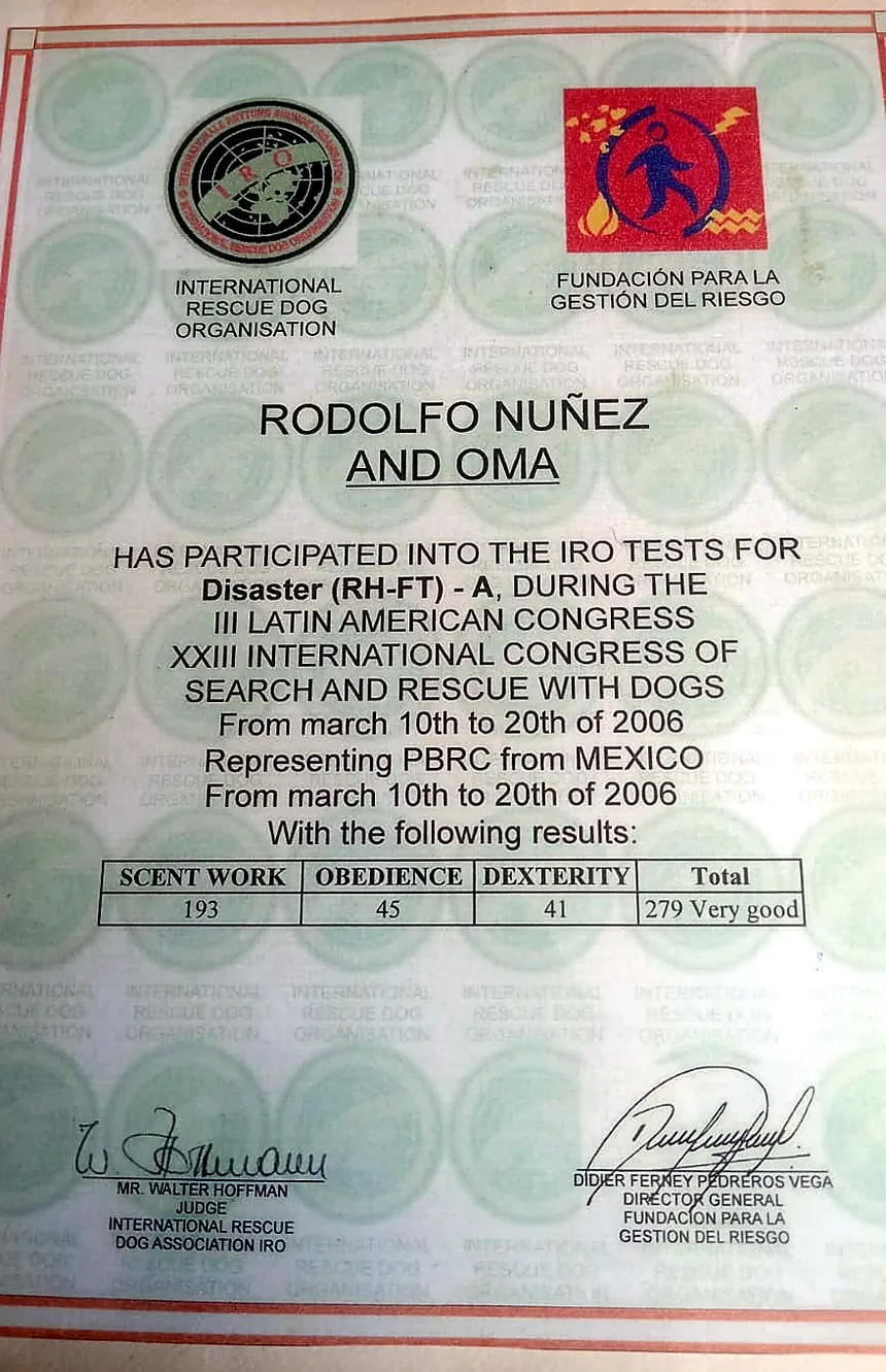 Certificado I.R.O.: desastre nivel A, 279 puntos, “Very good”.