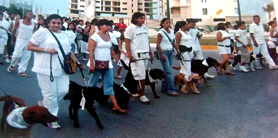 Marcha por la paz con binomios y familias.